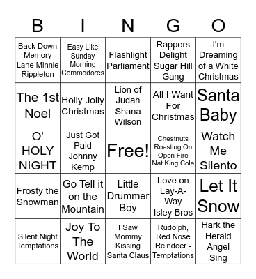 UBC CHRISTMAS MUSIC BINGO	 Bingo Card