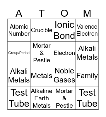 Chemistry Bingo Card