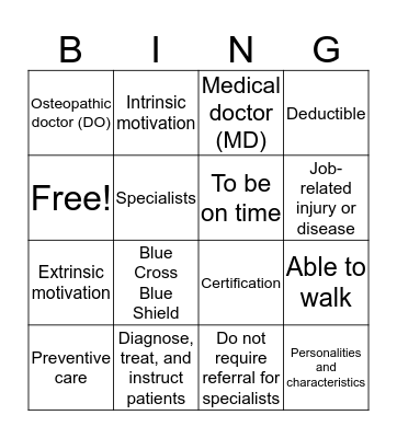Health systems and settings Bingo Card