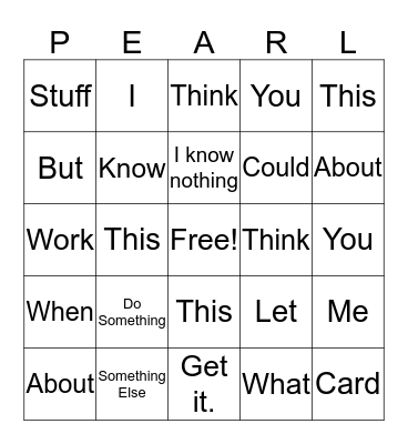 Pearl Stuff Card Bingo Card