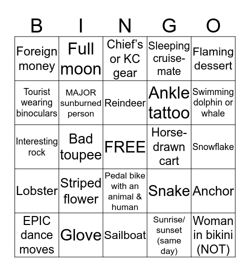 Cruisin’  BINGO Card