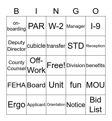 HR BINGO Card