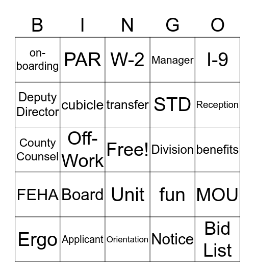 HR BINGO Card