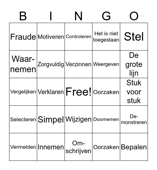 Schooltaalwoorden Bingo Card