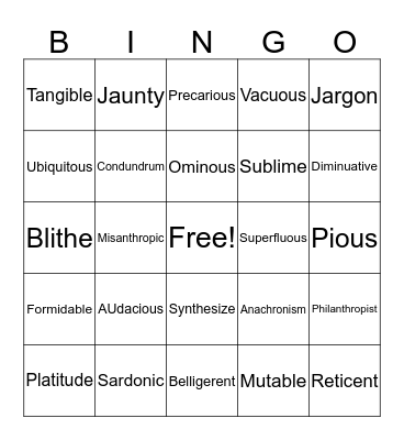 AP Language - 1st Semester Vocab Bingo Card