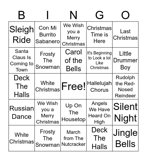 HAPPY HOLIDAYS! Bingo Card