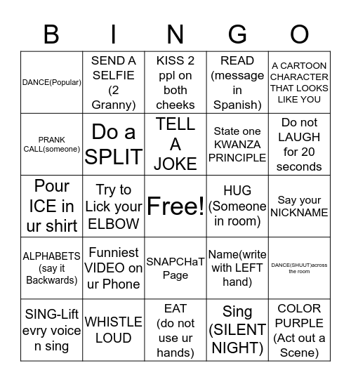 FAMILY REUNION BINGO Card
