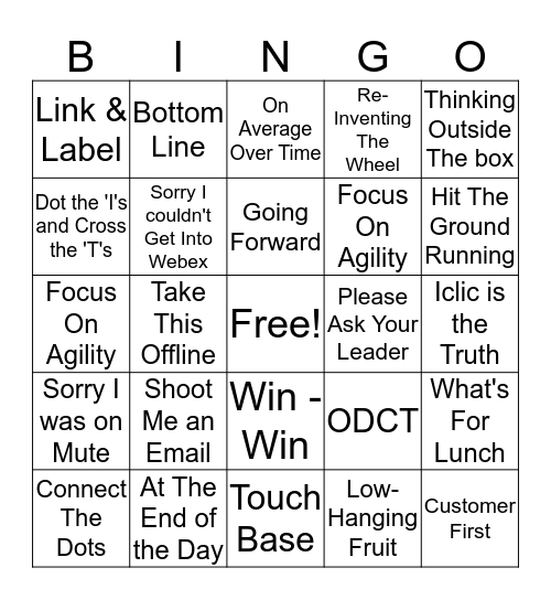 Office Lingo Bingo Card