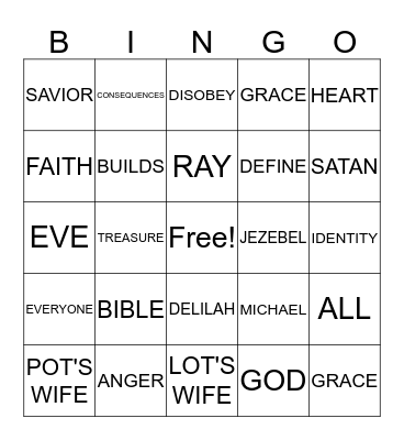 BAD GIRLS OF THE BIBLE Bingo Card
