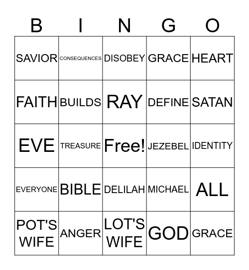 BAD GIRLS OF THE BIBLE Bingo Card
