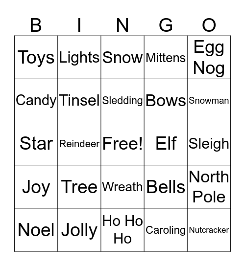 Holiday Bingo Bonanza Bingo Card
