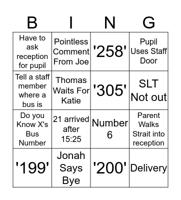 Bus Bingo Card