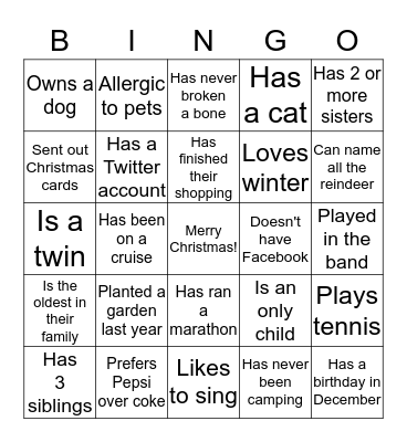 Find Someone Who Bingo Card