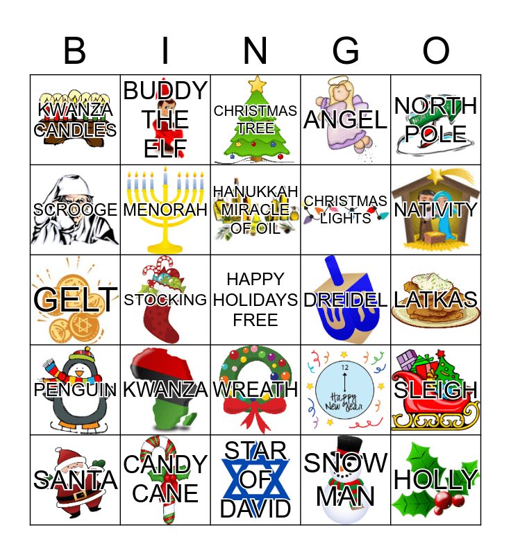 Winter Holidays Bingo Card