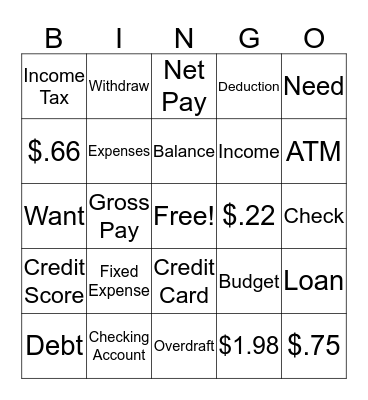 Money BINGO Card