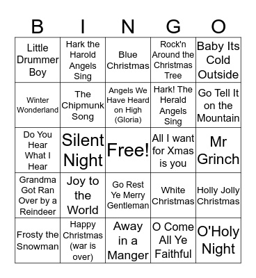 Gilbertson Christmas Caroling BINGO Card