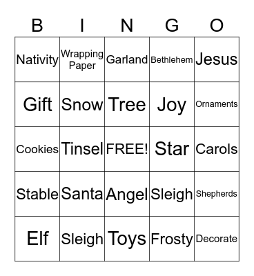 Christmas Bingo! Bingo Card