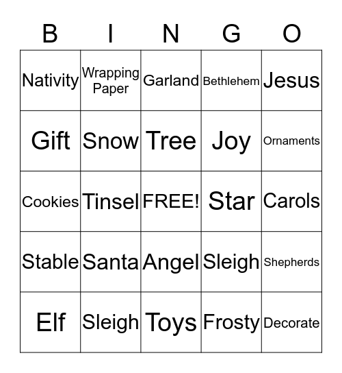 Christmas Bingo! Bingo Card