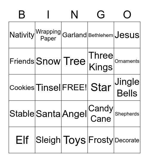 Christmas Bingo! Bingo Card