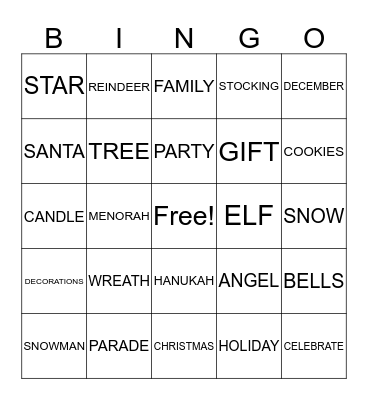 HOLIDAY Bingo Card