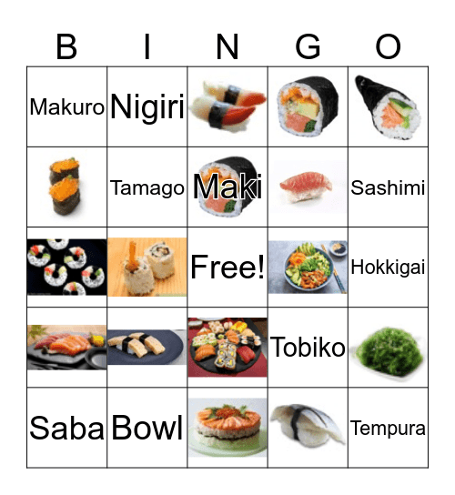 Sushi Bingo Card