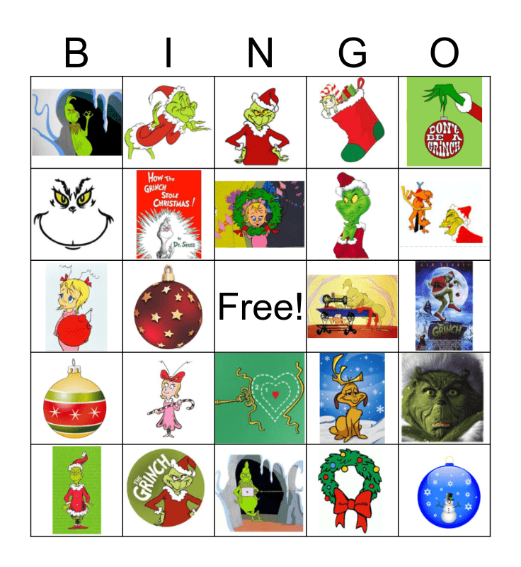 The Grinch Who Stole Christmas Bingo Card