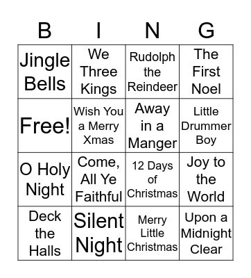 Christmas Carols BINGO Card