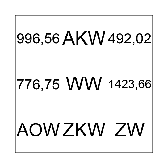 Verzekeringsbingo Card