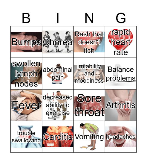 Rheumatic Fever Bingo Card