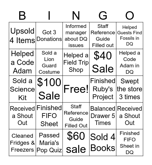 Launch Pad Science Store Bingo Card