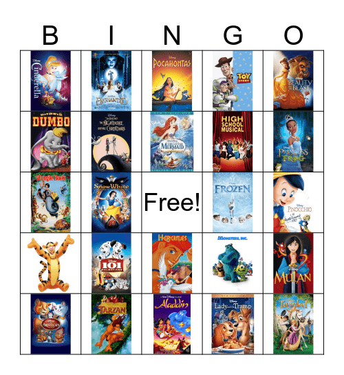 Disney Picture Bingo Card