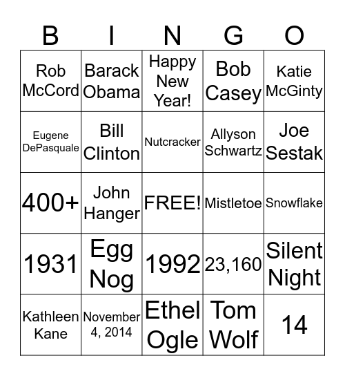 Democratic Trivia Bingo Card