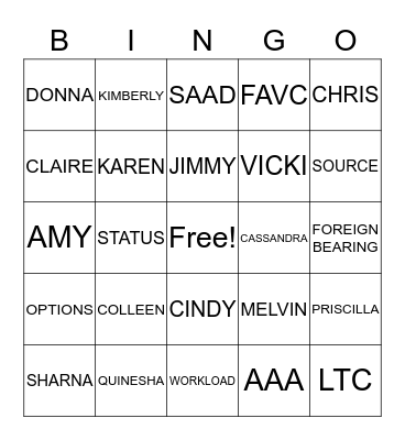 FAVC CHRISTMAS PARTY Bingo Card