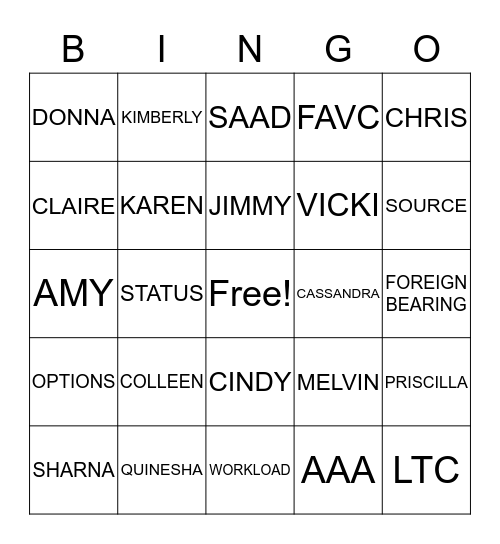 FAVC CHRISTMAS PARTY Bingo Card