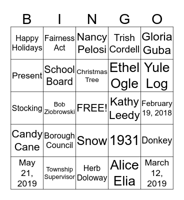 Holiday Bingo 2018 Bingo Card