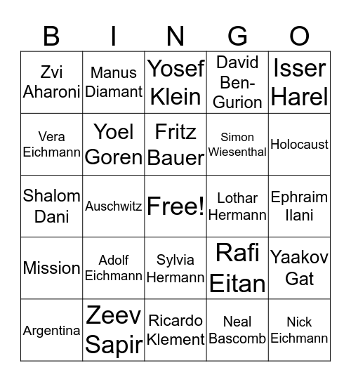 The Nazi Hunters Bingo Card