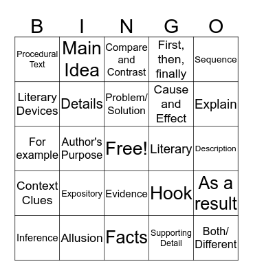 Mrs. McKinney's Bingo! Bingo Card