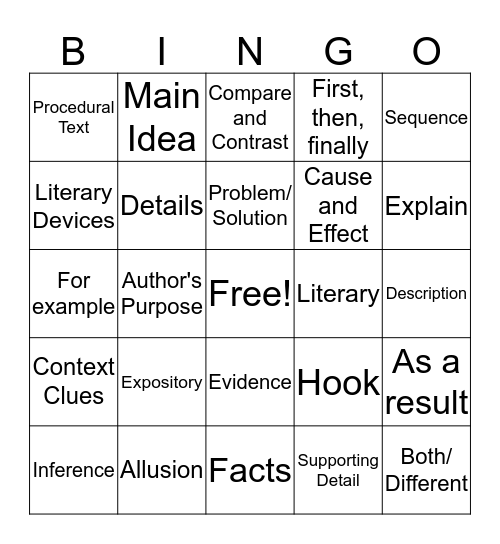 Mrs. McKinney's Bingo! Bingo Card