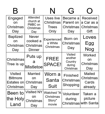Find Someone that has/was..... Bingo Card
