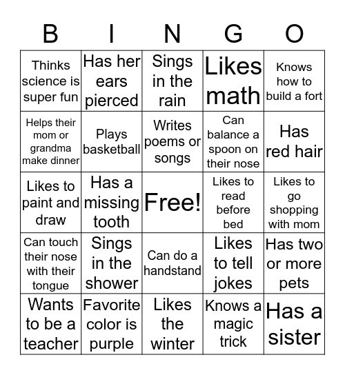 A World of Girls Bingo Card
