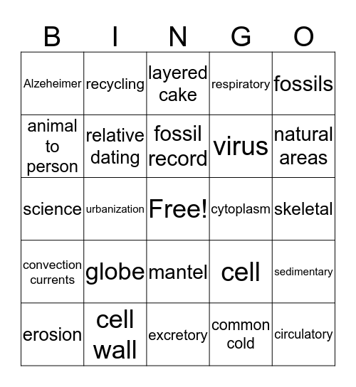 1st Semester Exam Bingo Card