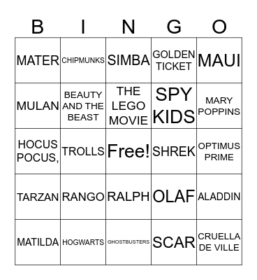 Movie Bingo Card
