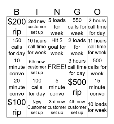 Sales Bingo Card