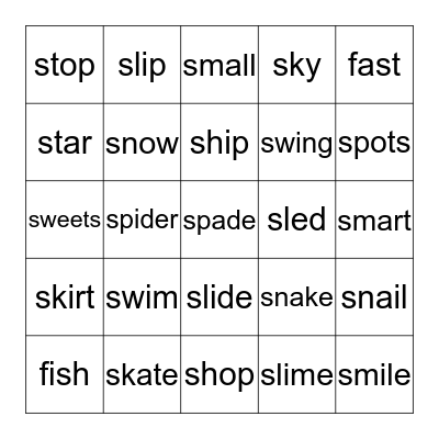 S Blends BINGO Card