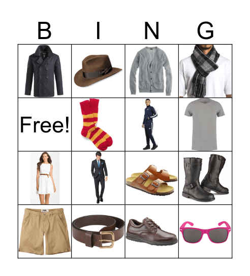 Clothes Bingo Card