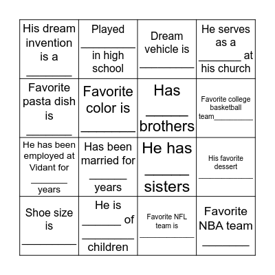 About Frank Bingo Card