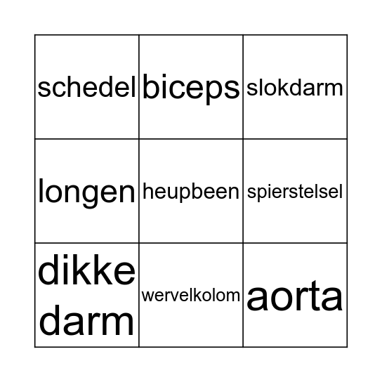 Organenbingo Card