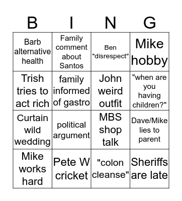 sam wedding Bingo Card