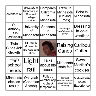 Michael Cai is from Minnesota! Bingo Card