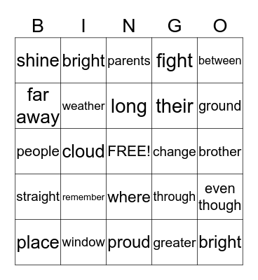 Mrs.Lee's Bingo Card